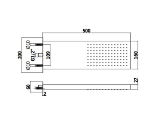 Купить Верхний душ 500х160 мм Paffoni Free ZSOF098CR в магазине сантехники Santeh-Crystal.ru