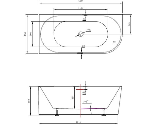 Акриловая ванна Vincea VBT-402-1600L 160x75 см L, угловая, белый