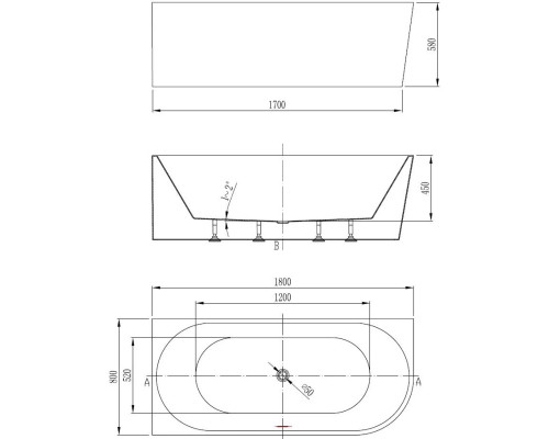 Акриловая ванна Vincea VBT-402-1800L 180x80 см L, угловая, белый