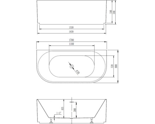 Акриловая ванна Vincea VBT-427-1700 170x80 см, белый