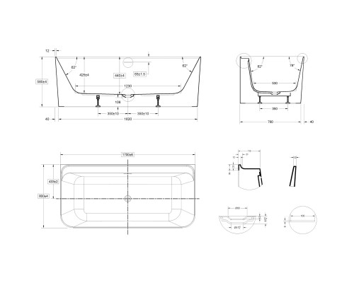 Акриловая ванна Vincea VBT-702-1700 170x80 см, белый