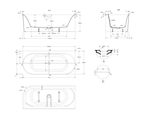 Акриловая ванна Vincea VBT-704-1800-L 180x80 см L, угловая, белый
