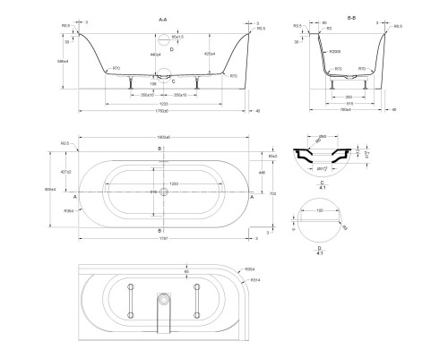 Акриловая ванна Vincea VBT-704-1800-R 180x80 см R, угловая, белый