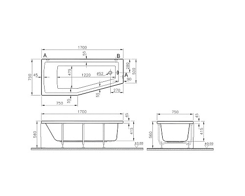 Приобрести Фронтальная панель для ванны 170 см Vitra Neon 51520001000 в магазине сантехники Santeh-Crystal.ru