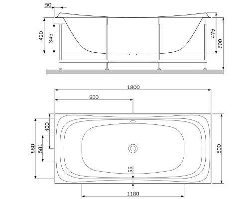 Купить Каркас для ванны 180х80 см Am.Pm Sensation W30A-180-080W-R в магазине сантехники Santeh-Crystal.ru