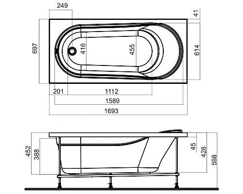 Заказать Панель фронтальная 169,3 см Am.Pm Joy W85A-170-070W-P в магазине сантехники Santeh-Crystal.ru