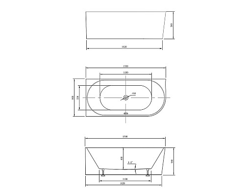 Акриловая ванна 170x80 см Vincea VBT-402-1700L