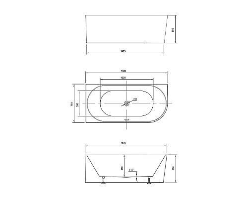 Акриловая ванна 150x75 см Vincea VBT-402-1500L