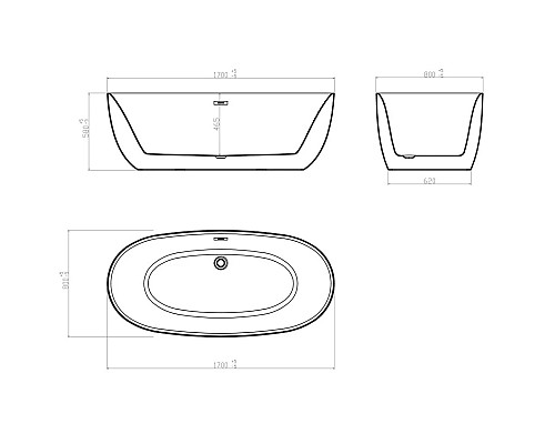 Акриловая ванна 170x80 см Vincea VBT-205