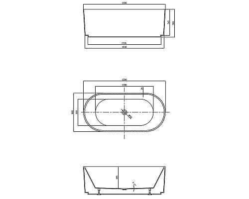 Акриловая ванна 170x80 см Vincea VBT-426-1700