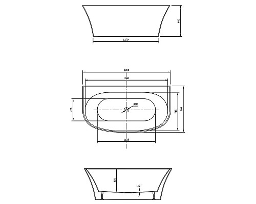 Акриловая ванна 170x90 см Vincea VBT-423-1700