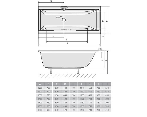 Купить Акриловая ванна 170х75 см Alpen Cleo A04611 в магазине сантехники Santeh-Crystal.ru