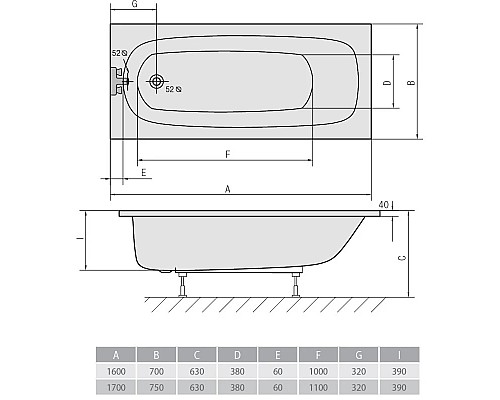 Купить Акриловая ванна 160х70 см Alpen Laura 24611 в магазине сантехники Santeh-Crystal.ru