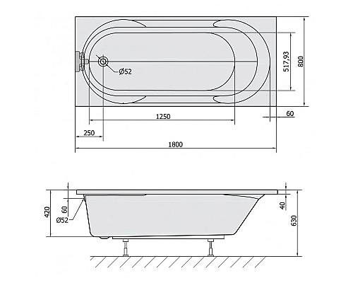 Купить Акриловая ванна 180х80 см Alpen Satina 30111 в магазине сантехники Santeh-Crystal.ru