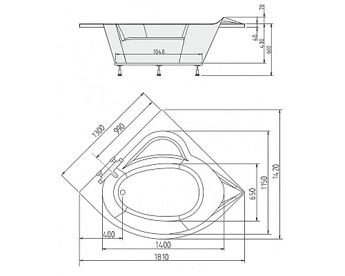 Купить Акриловая ванна 130х130 см Alpen Sirius 49111 в магазине сантехники Santeh-Crystal.ru