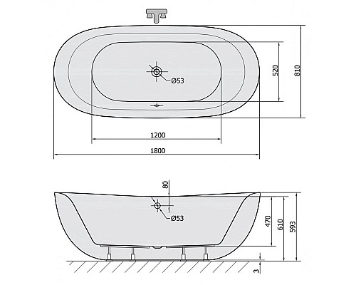 Купить Акриловая ванна 180х81 см Alpen Zasu 69611 в магазине сантехники Santeh-Crystal.ru