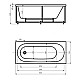 Заказать Акриловая гидромассажная ванна 170х70 см пневматическое управление плоские форсунки Aquatek Оберон-170 в магазине сантехники Santeh-Crystal.ru