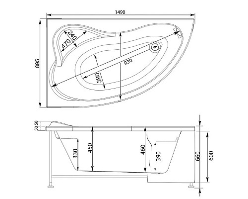 Купить Акриловая ванна 149x89,5 см левая Aquanet Atlanta 00205402 в магазине сантехники Santeh-Crystal.ru