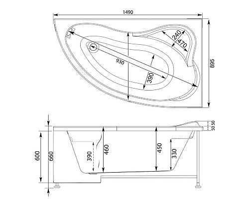 Приобрести Акриловая ванна 149x89,5 см правая Aquanet Atlanta 00205327 в магазине сантехники Santeh-Crystal.ru