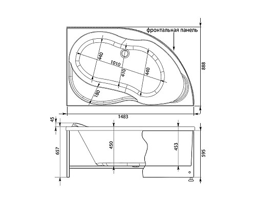 Заказать Акриловая ванна 148,3x88,8 см правая Aquanet Graciosa 00205389 в магазине сантехники Santeh-Crystal.ru