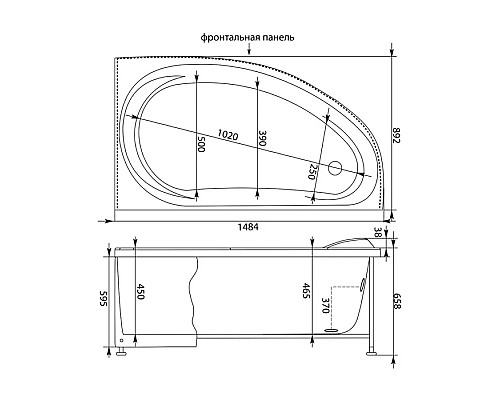 Приобрести Акриловая ванна 148,4x89,2 см правая Aquanet Maldiva 00205445 в магазине сантехники Santeh-Crystal.ru