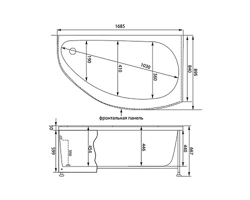 Купить Акриловая ванна 168,5x89,5 см правая Aquanet Augusta 00205467 в магазине сантехники Santeh-Crystal.ru