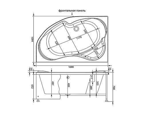 Заказать Акриловая ванна 169,x109,4 см левая Aquanet Capri 00205345 в магазине сантехники Santeh-Crystal.ru