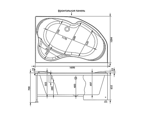 Приобрести Акриловая ванна 169,x109,4 см правая Aquanet Capri 00205387 в магазине сантехники Santeh-Crystal.ru