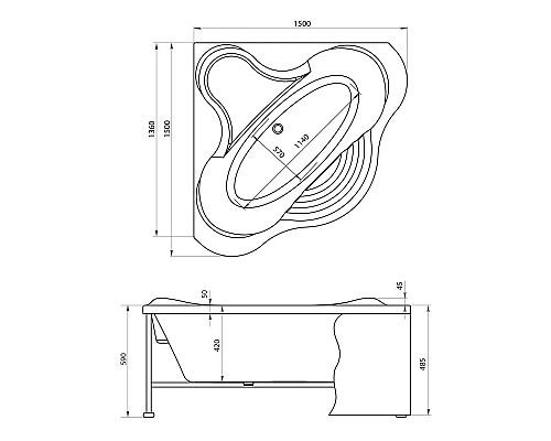 Заказать Акриловая ванна 150x150 см Aquanet Margarita 00205525 в магазине сантехники Santeh-Crystal.ru