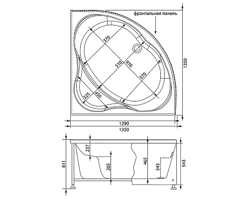 Купить Акриловая ванна 135x135 см Aquanet Vitoria 00205371 в магазине сантехники Santeh-Crystal.ru