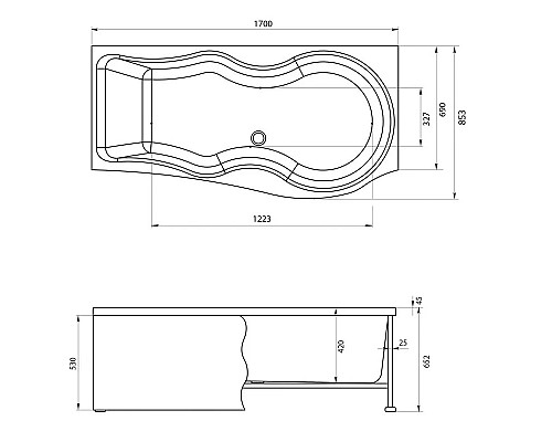 Заказать Акриловая ванна 170х85,3 см правая Aquanet Nicol 00205531 в магазине сантехники Santeh-Crystal.ru