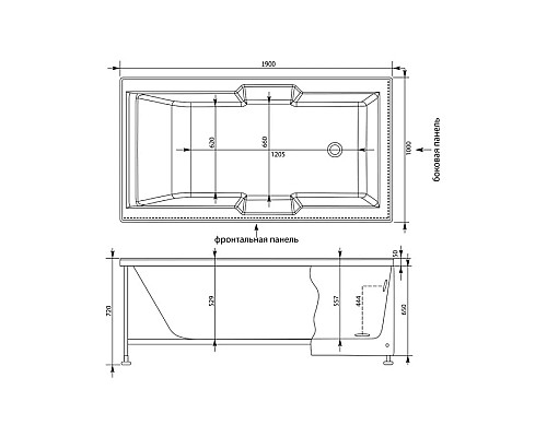 Купить Акриловая ванна 190x100 см Aquanet Vega 00205556 в магазине сантехники Santeh-Crystal.ru