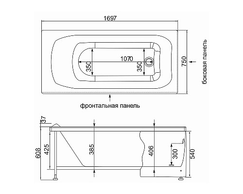 Заказать Акриловая ванна 169,7x75 см Aquanet Rosa 00205415 в магазине сантехники Santeh-Crystal.ru