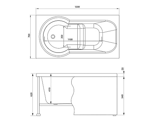 Заказать Акриловая ванна 130x70 см Aquanet Largo 00205508 в магазине сантехники Santeh-Crystal.ru