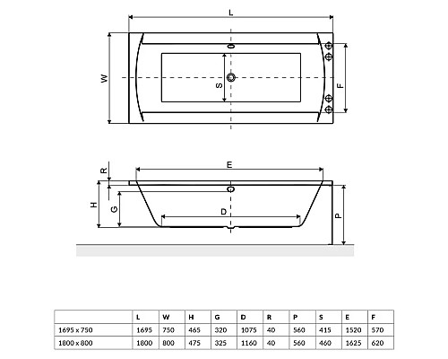 Заказать Акриловая ванна 169,5x75 см Excellent Crown WAEX.CRO17WH в магазине сантехники Santeh-Crystal.ru