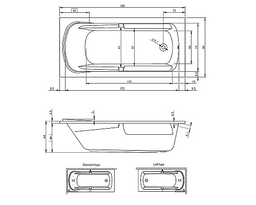 Приобрести Акриловая ванна 190х90 см Riho Future XL B075001005 в магазине сантехники Santeh-Crystal.ru