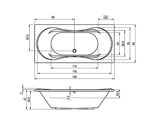 Заказать Акриловая ванна 190х90 см Riho Supreme B014001005 в магазине сантехники Santeh-Crystal.ru