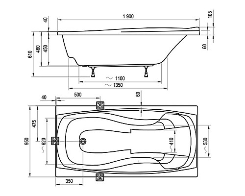 Заказать Акриловая ванна 190х95 см Ravak XXL CA91000000 в магазине сантехники Santeh-Crystal.ru