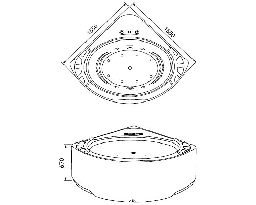 Купить Акриловая гидромассажная ванна 155х155 см Gemy G9252 в магазине сантехники Santeh-Crystal.ru