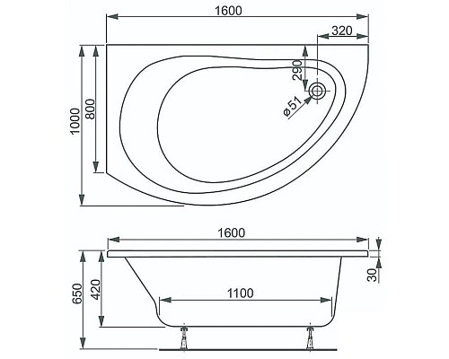 Приобрести Акриловая ванна 160х100 см R Vagnerplast Corona VPBA168CRN3PX-04 в магазине сантехники Santeh-Crystal.ru