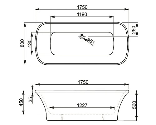 Купить Акриловая ванна 175х80 см Vagnerplast Blanca NT VPBV175BLA7NTX-04 в магазине сантехники Santeh-Crystal.ru