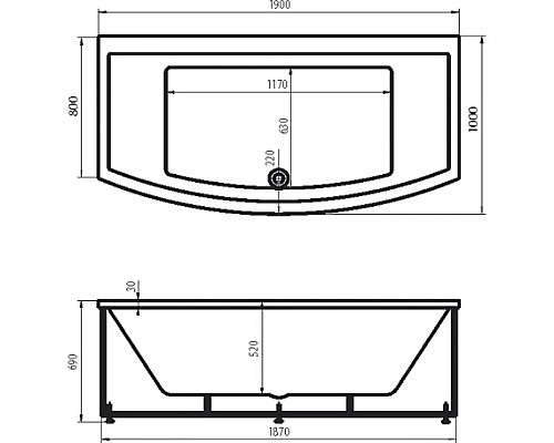 Купить Акриловая ванна 190х80 см Vagnerplast Inspira VPBA191INS2X-04 в магазине сантехники Santeh-Crystal.ru