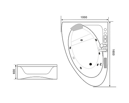 Приобрести Акриловая гидромассажная ванна 160х100 см Black & White Galaxy 500800L в магазине сантехники Santeh-Crystal.ru