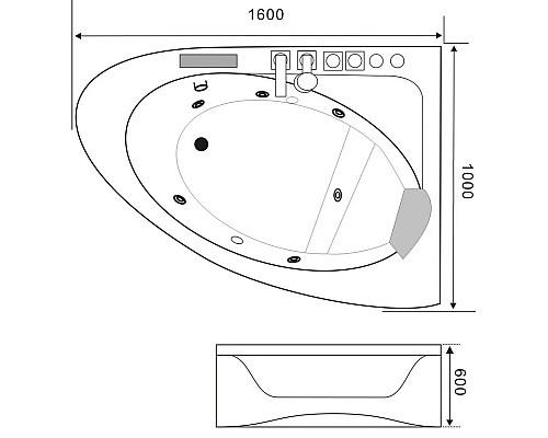 Заказать Акриловая гидромассажная ванна 160х100 см Black & White Galaxy 500800R в магазине сантехники Santeh-Crystal.ru