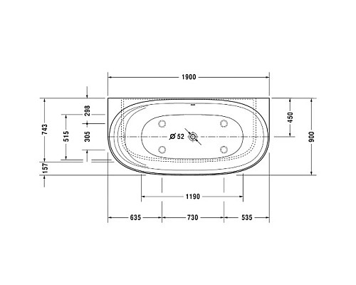 Приобрести Акриловая ванна 190х90 см Duravit Cape Cod 700364000000000 в магазине сантехники Santeh-Crystal.ru