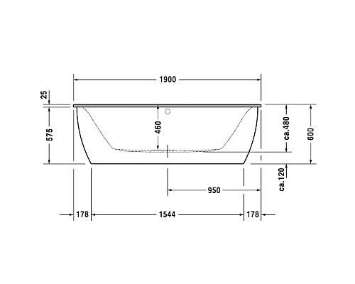 Купить Акриловая ванна 190х90 см Duravit Darling New 700248000000000 в магазине сантехники Santeh-Crystal.ru