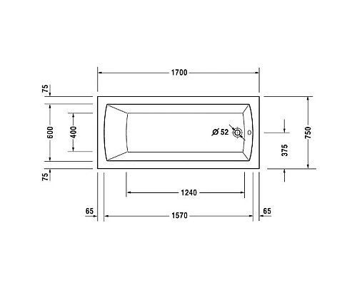 Приобрести Акриловая ванна 170х75 см Duravit Daro 700027000000000 в магазине сантехники Santeh-Crystal.ru