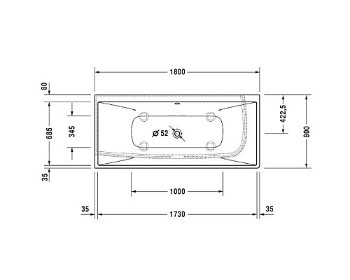 Заказать Акриловая ванна 180х80 см L Duravit DuraSquare 700427000000000 в магазине сантехники Santeh-Crystal.ru