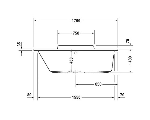 Купить Акриловая ванна 170х70 см L Duravit DuraStyle 700294000000000 в магазине сантехники Santeh-Crystal.ru