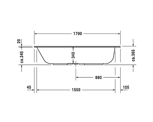 Заказать Акриловая ванна 170х75 см Duravit DuraStyle 700231000000000 в магазине сантехники Santeh-Crystal.ru